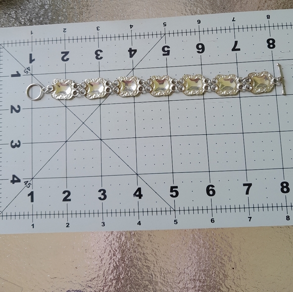 Charming Stamped 925 Link Toggle Braclet Sterling - Picture 3 of 4